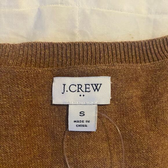 J Crew Sweater Small NEW Tan V Neck Wool Blend Tunic Re-Imagined - Picture 2 of 16